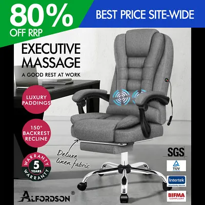 ALFORDSON Massage Office Chair Executive Seat Fabric Gaming Computer Racer • $149.95