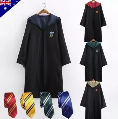 Harry Potter Adult Kids Robe Cloak Gryffindor Slytherin Tie Cosplay Costume Cape • $25.95