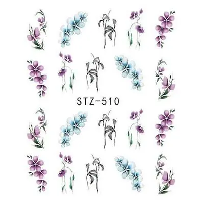 Nail Art Water Decals Stickers Transfers Purple Blue Spring Flowers Floral (510) • £1.49