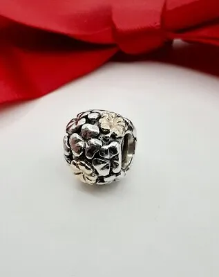 $69 • Buy Authentic Pandora Lucky Clover Two Tone Charm Silver Gold 790387 Retired