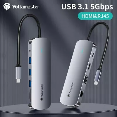 Yottamaster USB C HUB To 4K HDMI USB 3.0 PD 100W Power Adapter Docking Station • $19.94