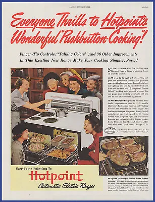 Vintage 1949 HOTPOINT Automatic Pushbutton Electric Range Appliance 40s Print Ad • $12.95