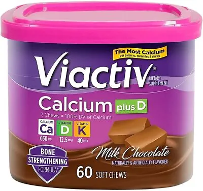 VIACTIV Calcium Plus D Soft Chews Milk Chocolate 60 Ea (Pack Of 3) • $53.99