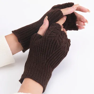 $3.49 • Buy Womens Fingerless Gloves Wool Knitted Mittens Wrist Half Finger Short Gloves #AU