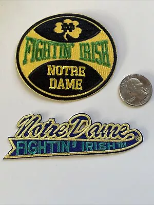 2 Notre Dame Fighting Irish Embroidered Iron On Patches Patch Lot 3” & 5 X 1.25” • $10.69
