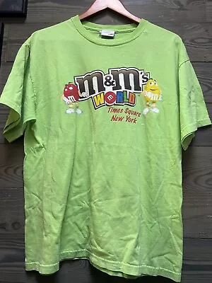 Vintage M&M's World Las Vegas T-Shirt Mens Size L Green Candy 100% Cotton USA • $10