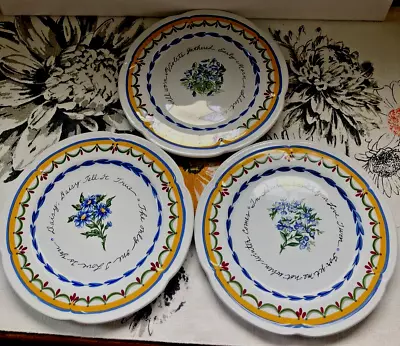 3 Salad Plates By KATE WILLIAMS FOR PORTA/R. B. BERNARDA PORTUGAL-Flowers-1994 • $30