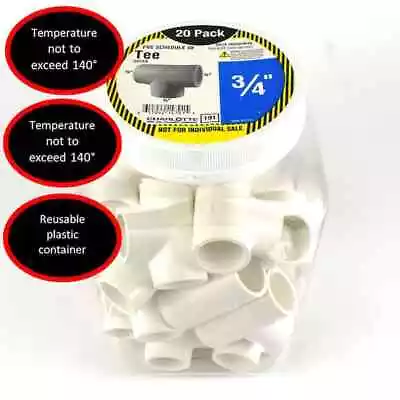 PVC Fittings 3/4 In. Tee Pro Pack Sch 40 (20-Pack) Underground Rated White • $12.56