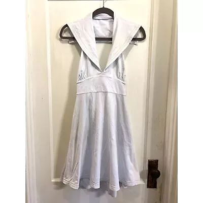 Modcloth White Sailor Collar Fit And Flare Midi Dress Women's Size Small • $29.25