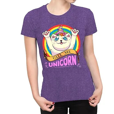 1Tee Womens Call Me Unicorn Cat T-Shirt • £7.99