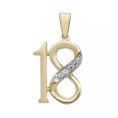 9ct Gold 15mm Cubic Zirconia 18th Birthday Pendant • £244.47