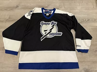 Vintage CCM Tampa Bay Lightning NHL Sewn  Hockey Jersey Men's Size L Embroidered • $75