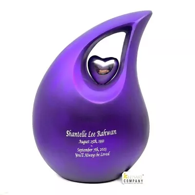 Gorgeous Teardrop Purple Urns For Ashes Adult Human With Custom Engraving • $120.25