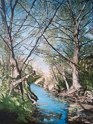 £39.99 • Buy Unframed Original Oil On Canvas Two Trees Oakridges Stream By Scott Peters 2010