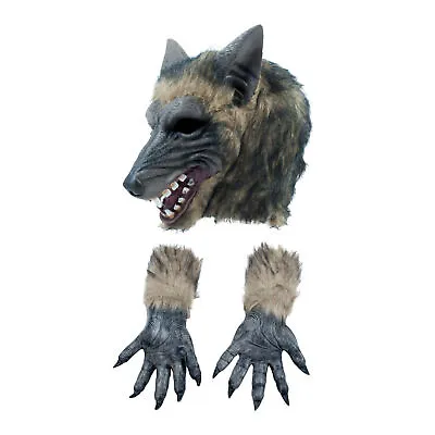 £13.79 • Buy Adult Wolf Mask Hands Men Ladies Animal Werewolf Fancy Dress Halloween Accessory