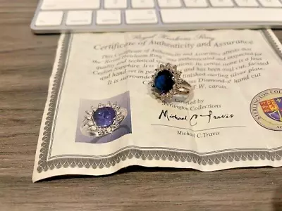 Kate Middleton  Royal Heirloom Ring W/  Faceted  3ct Ceylon Faux Sapphire&coa • £16.07