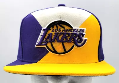 Los Angeles Lakers Hat Cap Mitchell & Ness Snapback One Size Purple Yellow White • $28.87