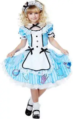 Child Girl Deluxe Alice In Wonderland Costume Classic Blue White Dress Headpiece • $11.02