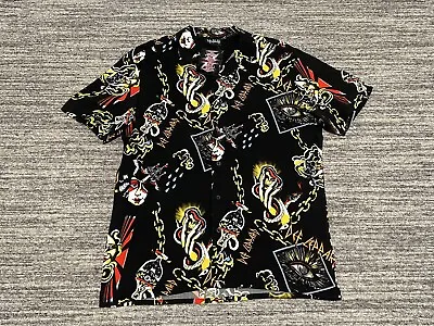 Def Leppard Shirt Adult Medium Button Down Graphic Short Sleeve Mens NEW • $12.99