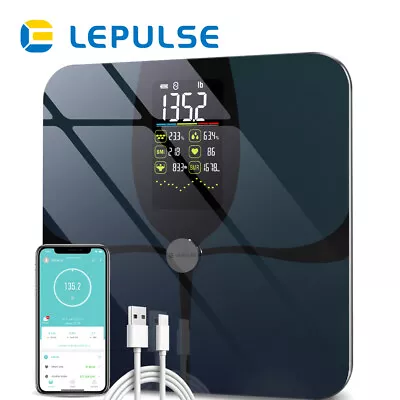 Body Scales Wireless Digital Bathroom Fat Scale Bluetooth Weight BMI Muscle Mass • $89.99