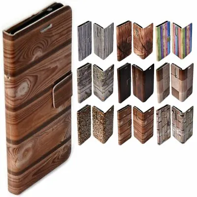 For Samsung Galaxy Series - Wood Timber Print Wallet Mobile Phone Case Cover #2 • $13.98