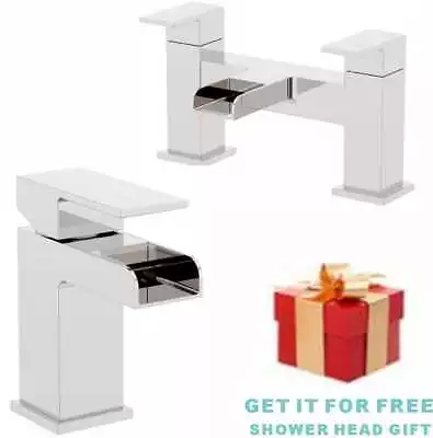 £3.99 • Buy Waterfall Bathroom Taps Chrome Basin Mixer Bath Filler Shower Deck Tap Sets