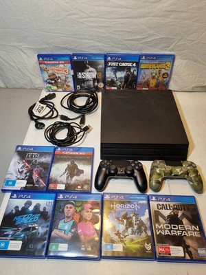 $360 • Buy Sony PlayStation 4 PS4 Pro Black Console 1TB With 2 Controllers + 10 Games