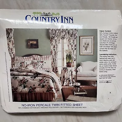 Vintage Country Inn By Stevens Twin Fitted Sheet Candy Strip Rose Made In USA • $16