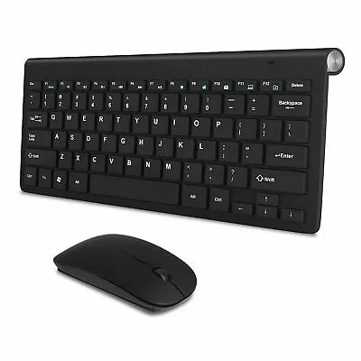 Wireless Keyboard With Mouse For Pc Laptop Tv Rubber Keycaps Noiseless 10M Range • $37.35