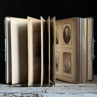 Antique Leather Photo Album Cabinet Cards CDVs Tintype • $150