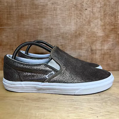 Vans Classic Slip On Metallic Dark Gold Flake Shoes Sneakers TB4R Women Size 10 • $25