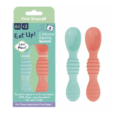 2 Pack First Steps Baby Silicone Dipping Feeding Spoon Baby Spoons BPA Free • £4.19