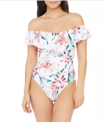 La Blanca $134 Flyaway Orchid Off The Shoulder One Piece Swimsuit Size 6 • $50
