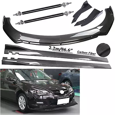 For 2004-21 Mazda Carbon Fiber Front Bumper Lip Spoiler 86.6  Side Skirt Body • $149.99