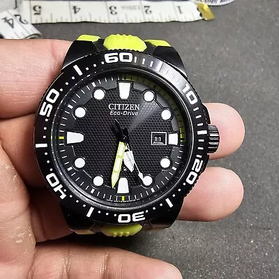 Citizen Men's Eco-Drive Scuba Fin Dive Watch Working Black Case Green Straps • $199.99