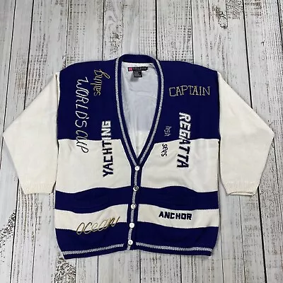 Vtg 1992 Ib Diffusion Sport Cardigan Sweater Lined Yachting Captain Regatta Sz L • $49.99
