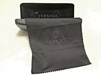 Versace Black Hard Clam Shell Eyeglasses Sunglasses Case+ Wipe Cloth • $11