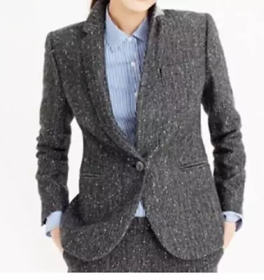 J Crew Wool Metallic Campbell Donegal Charcoal Gray Sequin Lined Blazer NEW 6 • $99