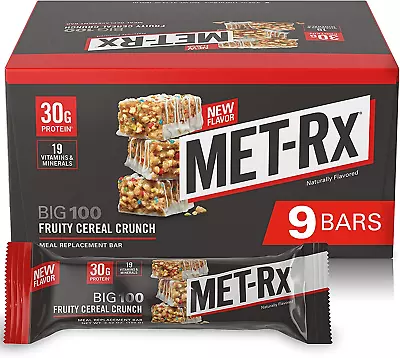 MET-Rx Big 100 Colossal Protein Bars Fruity Cereal Crunch Meal Replacement 9 • $28.54