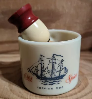 Old Spice Milk Glass Vintage Shaving Mug W/ Brush Shulton USA • $18