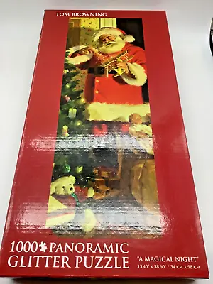 Santa Christmas Puzzle 1000pc Panoramic GLITTER Jigsaw A MAGICAL NIGHT • $15