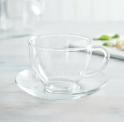 The White Company London Borosilicate Glass Tea Cup And Saucer Set BNIB 260ML • £14.47