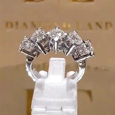 Luxury Women 925 Silver Filled Wedding Party Ring Cubic Zircon Jewelry Sz 6-10 • £3.65