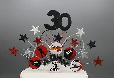 Glittered Stars Cake Topper Decoration Spray James Bond 30th 40th 50th 60th 002 • £14.99