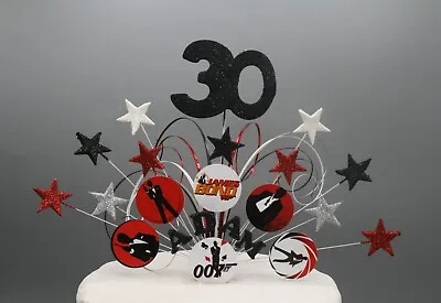 Glittered Stars Cake Topper Decoration Spray James Bond 30th 40th 50th 60th 003 • £14.99