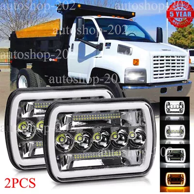 Pair 130W 7x6  Led Headlights Headlamp Fit Chevy C6500 C7500 Kodiak Sealed Hi/Lo • $46.97