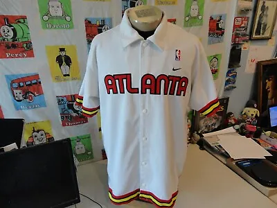 Vintage Atlanta Hawks NBA Basketball Warm Up Jersey Shooting Shirt Size L • $53.99