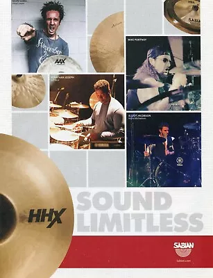2014 Print Ad Sabian HHX Drum Cymbal W Glen Sobel Mike Portnoy Elliot Jacobson • $9.99