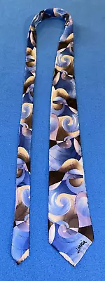 J Garcia Mens Silk Necktie Pen & Ink Collection Emerging Elephant Tie Blue Gray • $14.75