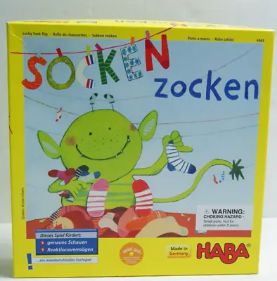 HABA Kids Board Game Socken Zocken  Lucky Sock Dip  Wooden Sock Monster COMPLETE • $12.34